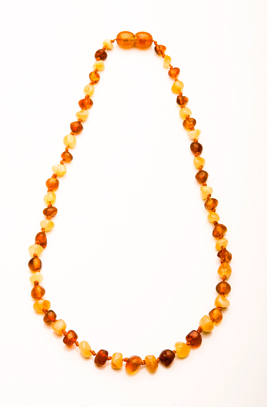 Teething necklace Cognac Milky