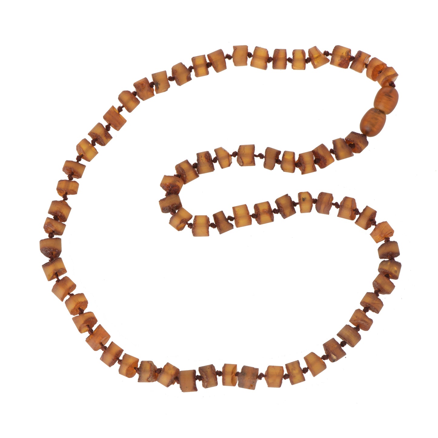 Teething necklace with Tabletted Beads Cognac