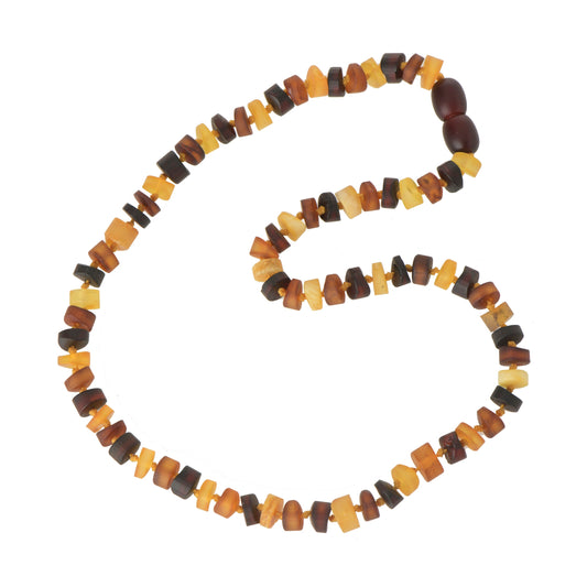 Teething necklace Amber with Tabletted Beads Mixed